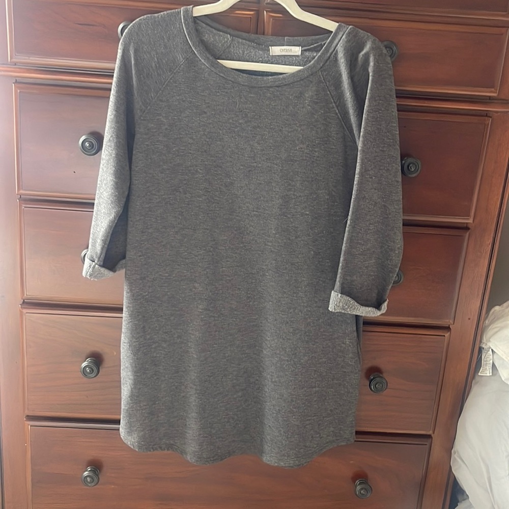 Boutique gray fleece lined tunic.